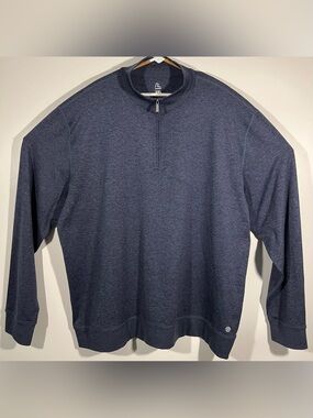 Rhoback Mens Performance Q-Zip Solid Heather Blue Pullover 3XL Golf Logo Casual